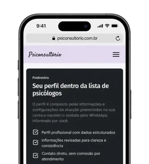 Tela do site profissional do Psiconsultório em um celular