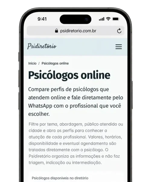 Tela do Psidiretório em um celular